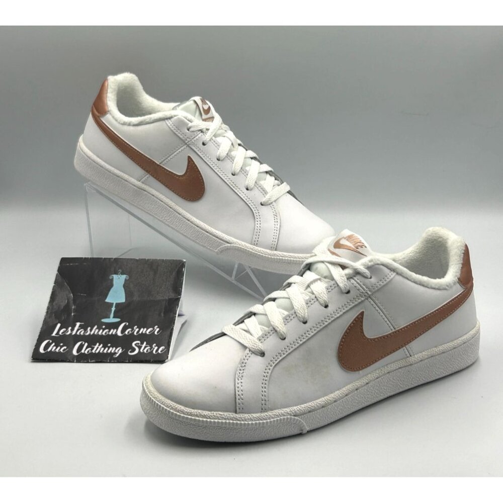 Nike Women's White Metallic Bronze Leather Court Sneakers Size 8.5 3116 - Picture 12 of 16